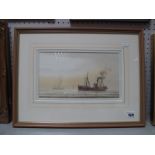 David G Bell, Grimsby Fishing Trawlers at Sea, watercolour 17 x 30cm.