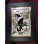 A Moorcroft Pottery Plaque, decorated with the "Daisy" pattern, designed by Rachel Bishop, 21 x 13.