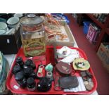 An Early XX Century Sweet Jar, with labels, ink bottles, Derby pin tray, mini later rabbit, etc:-