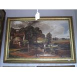 M Simmons, Pastoral Study in the manner of John Constable, mid to late XX Century oil on canvas,