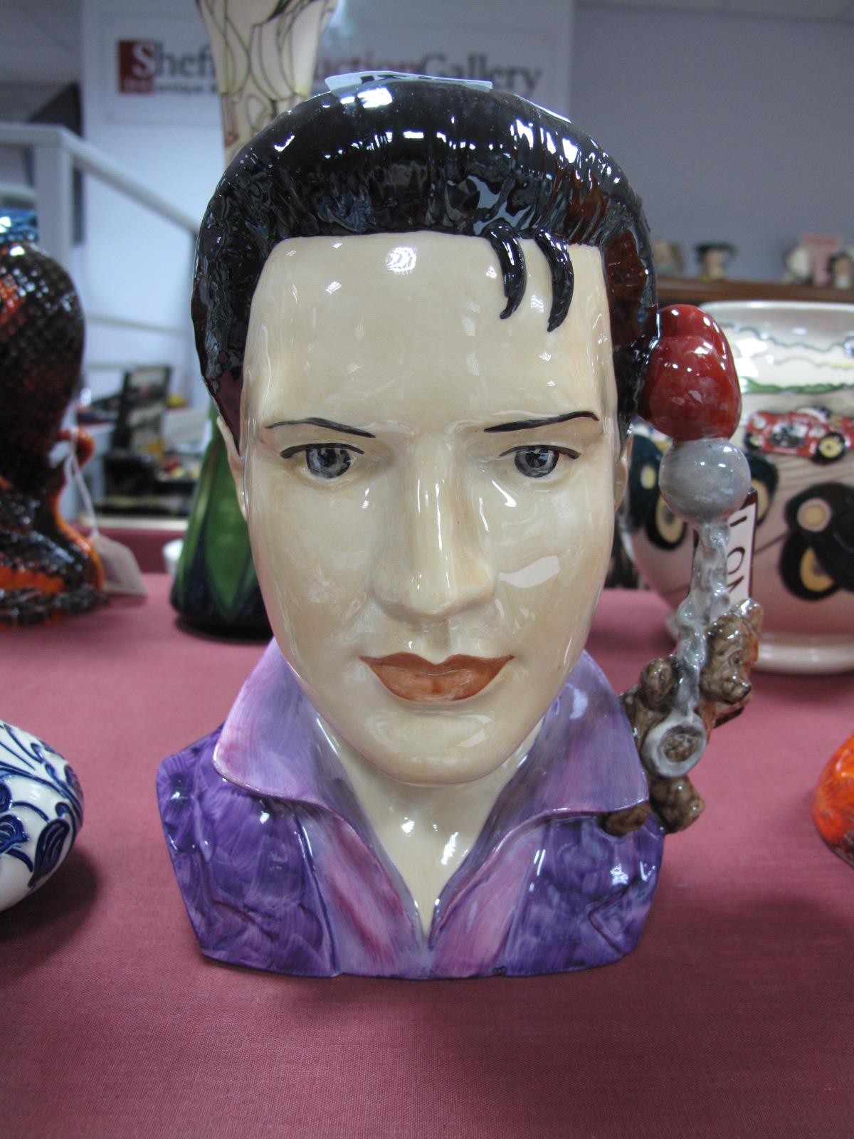 A Peggy Davis Elvis "The King of Rock" Character Jug by Michael Jackson, limited edition 1/1 in this