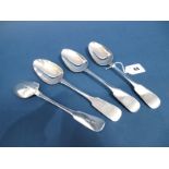 A Set of Four Irish Hallmarked Silver Fiddle Pattern Table Spoons, RW, also stamped "M.West", Dublin