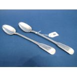 A Pair of Scottish Hallmarked Silver Fiddle and Thread Pattern Basting Spoons, Robert Gray & Son (