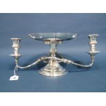 An Elkington & Co Electroplated Twin Branch Candelabrum Centrepiece, fitted to the centre with a
