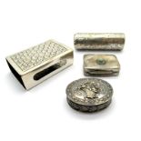 A Hallmarked Silver Scent Bottle, (marks rubbed) with internal glass stopper; a small oval pill box,