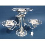 A Decorative Plated Table Centrepiece, the central circular dish with gadrooned edge fitted on three