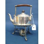 A Martin Hall & Co Electroplated Tea Kettle on Burner Stand, of Christopher Dresser style, overall