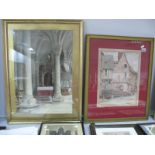 W. Alliston, Tudor House, watercolour, signed lower left, 34.5 x 26cm; Inner Cathedral View,