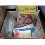 A Small Box Containing a Accumulation of Stamps, Postcard and Sport Memorabilia.