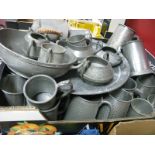 Beaten Pewter Bowl by Howard, tea ware, quantity of tankards:- One Box