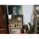 Various Prints, photographic prints, coloured etching, mirrors, pastel study, etc.