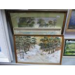 Eva Shirtcliffe, Carburton Winter Scene, watercolour, signed lower right, 41.5 x 64cm; others by F.