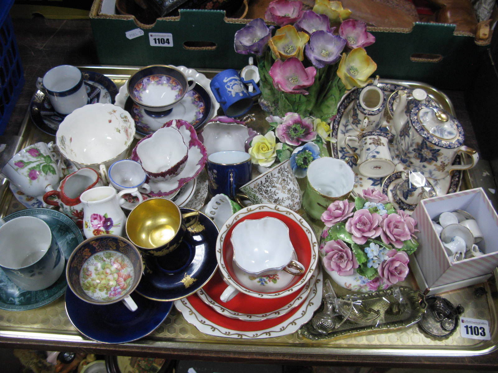 Regal and Other Miniature Tea Sets, Albert posy, cabinet cups and saucers.