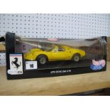 Mattel Hot Wheels 1:18th Scale Diecast Model Ferrari 1970 Dino 246 GTS 'Yellow', boxed, damage to