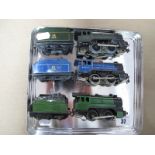 Three Trix T.T.R Freelance 0-4-0 Steam Locomotives and Four Wheel Tenders, three rail unboxed, BR