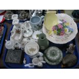 Wedgwood Green Jasperware, crested ware, white metal trinket box, etc:- One Tray