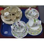 Six Wedgwood 'The Flowers of Kew' Trios; together with a part Royal Doulton 'Rosslyn' coffee set-