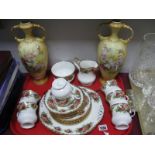'Elizabethan Rose' Patterned Tea Service, of twenty-one pieces; pair of early XX Century Continental