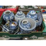 Blue and White Pottery, in the Oriental manner for St Michael, Spode bowl etc:- One Box