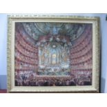 Large Coloured Print of XVIII Century Theatre Interior. 95 x 116.5cm.