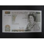 A Bank of England Fifty Pounds Banknote, with printing errors, missing the central area of