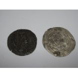 Sasanian Silver Drachm, only in fair condition but identifiable bronze, in good fine, both toned.