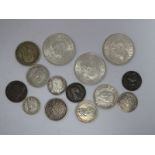 A Small Quantity of Predominately Silver Coins, including higher grade George VI halfcrowns 1940 (