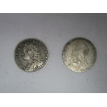 Two Silver Sixpences, George II, 1757, George III. 1787.