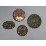 Four Sheffield Tokens, comprising of Sheffield and Heeley Omnibus 'John Shortridge' 1852, Omnibus