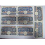 Eight Bank of England One Pound Banknotes, all Chief Cashier K.O. Peppiatt, AIID 992 644, E16D