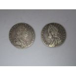 A George III Shilling, 1758, George III Shilling, 1787.