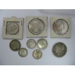 Nine Overseas Silver Coins - Including United States Morgan silver dollar 1879, Canada one dollar