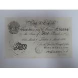 Bank of England White Five Pounds Banknote, Chief Cashier B.G. Catterns, 165J 02194, London 1