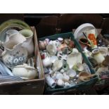 Three Boxes of Assorted Pottery, including Crown Devon jug, meat and other plates, stoneware jug,