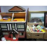 Two Homemade Dolls Houses, with large quantity of dolls furniture.