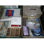 A Quantity of Cased Community Plate Cutlery, Courtier of Norway servers, stethoscope, calculator,