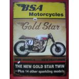 BSA Motorcycles Metal Wall Sign, 70 x 50cm.