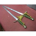 Two Dress Swords, each 'A.S' to blade, brass hilt, fabric grip 96cm long.