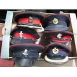 Six Second Half XX Century British Military Peaked Caps, including Royal Electrical and Mechanical