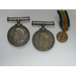 Two WWI War Medals, one to 410 Pte Haworth, Rifle Brigade and one to 14516? Pte S. Lawrie, R.S