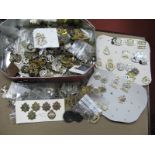 A Tin of British Military Cap Badges and Shoulder Titles, many regiments represented including Royal
