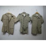 Three Post War R.A.F. Bush Tunics, badges noted.