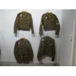 Four Post War British Military Battle Dress Blouses, including Durham Light Infantry.