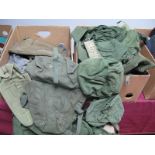 Two Boxes of Mid XX Century and Later Webbed Military Items, including pouches, bags, rucksacks,