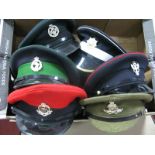 Six Second Half XX Century British Military Peaked Caps, including Royal Artillery, Royal Military