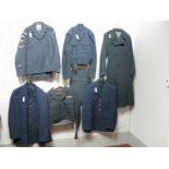 Six Various British Post War RAF Jackets and Tunics, One Trousers.