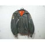 A Post War Continental Military Leather Flying Jacket, with Combat badge.