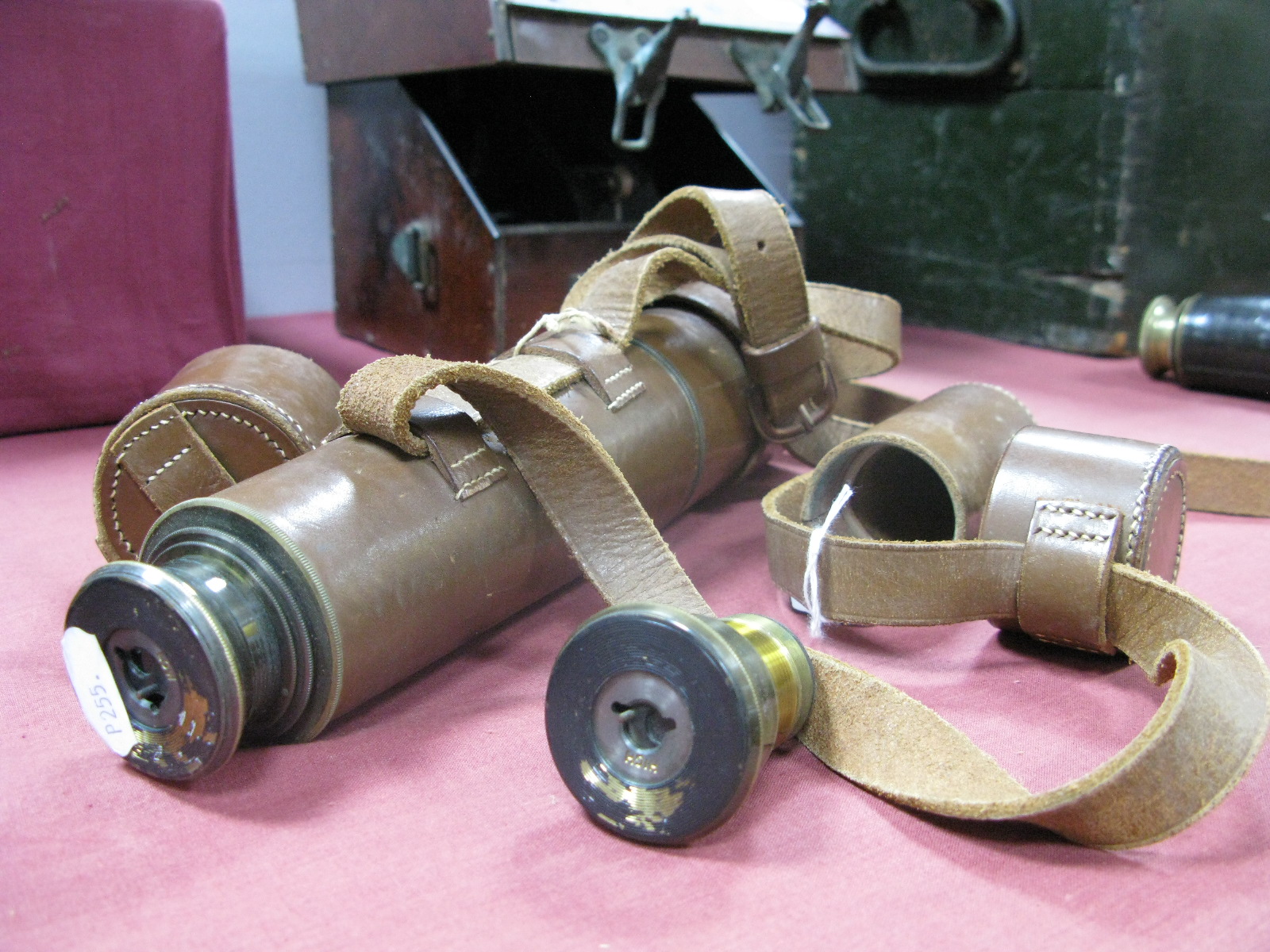 A WW1 Period British Military Brass Three Draw Telescope Manufactured by B.C. and Co. Ltd,