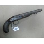 A Mid XIX Century Percussion Duelling Pistol by Latham and Egg, slide safety, gold line at breech,