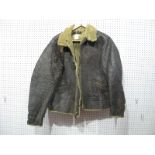 A WWII Period Irvin Leather Flying Jacket, no labels, signs of repairs and wear.